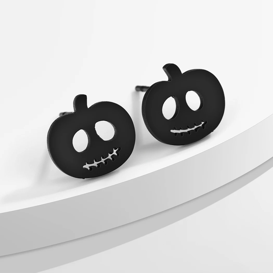 Halloween Pumpkin Ear Stud Mini Earrings for Women Girl Antiallergic 316 Stainless Steel Cartilage Piercing Female Male Jewelry