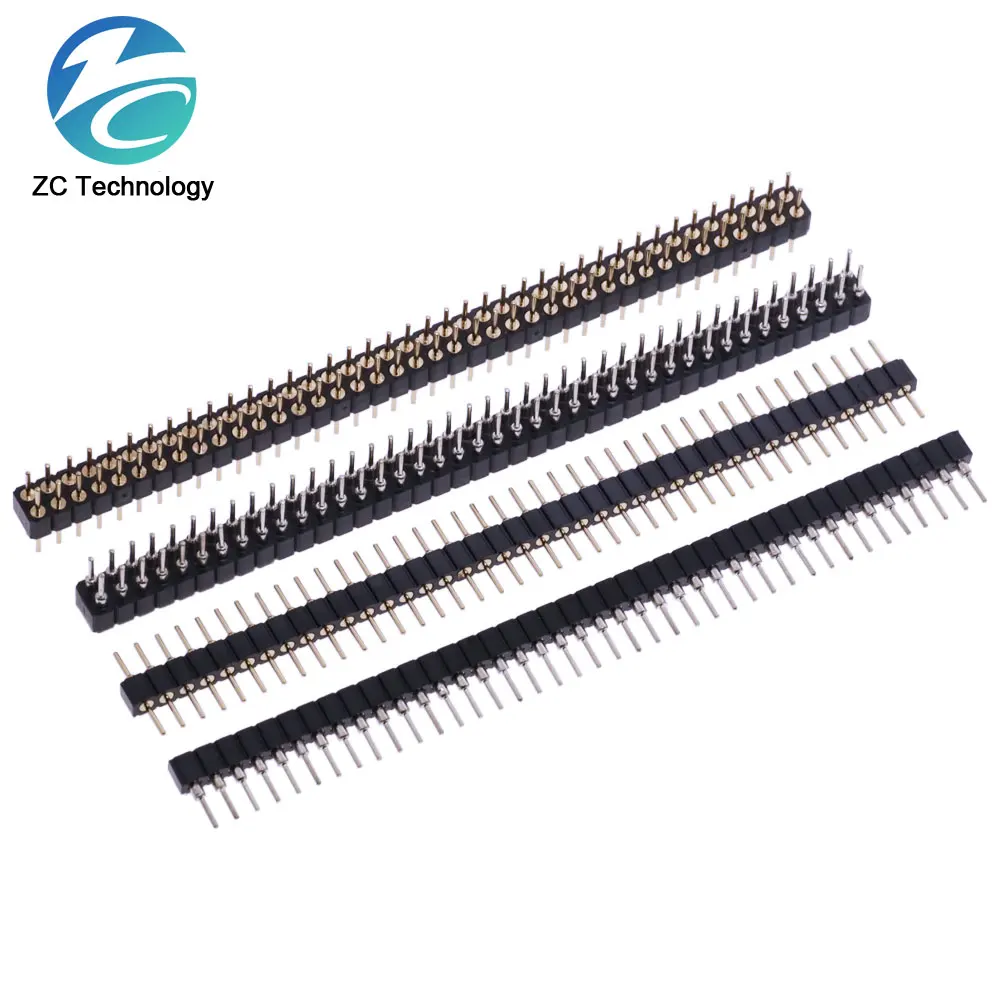 5 Pcs Round Hole Pin Header 2.0MM/2.54MM Pitch Row Female/Male, Single Row 1x40P Row 2x40P Double Row Pin Round Pin Gold Plated