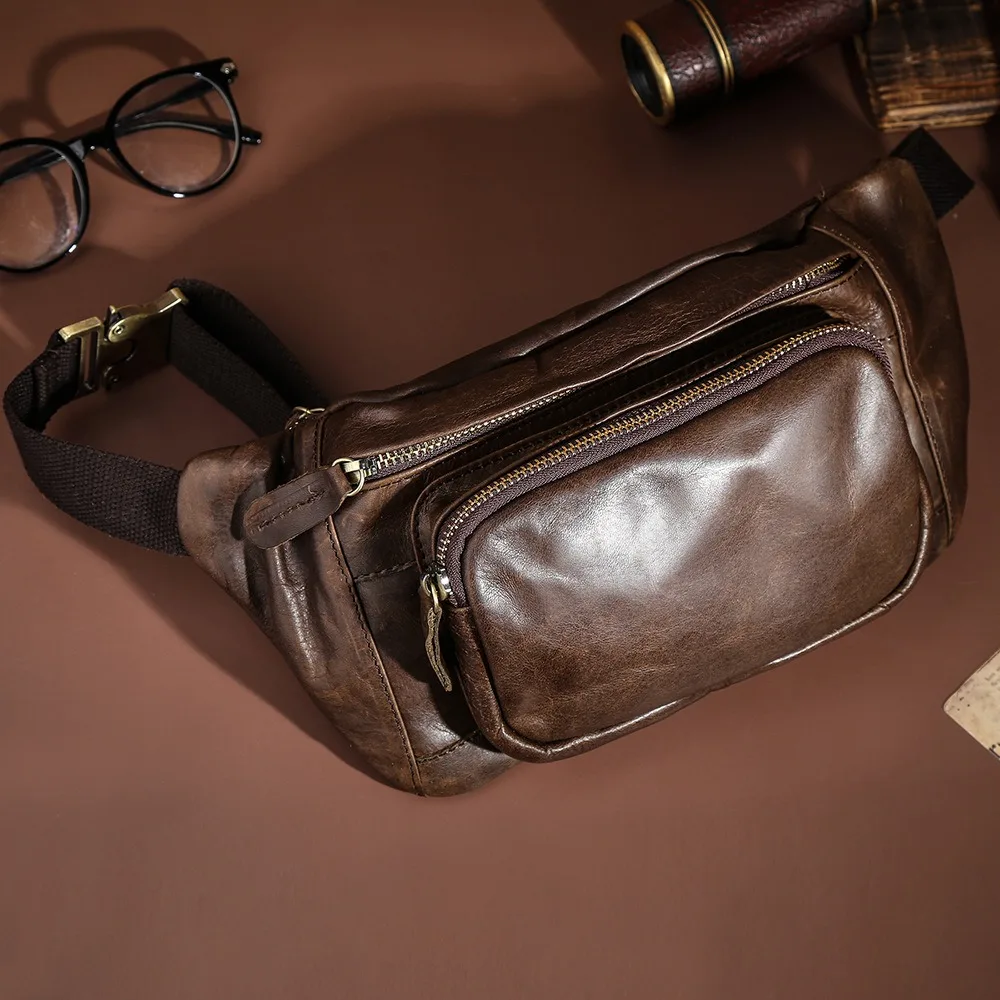 

Сумка через плечо из воловьей кожи первого слоя, мужской рюкзак на плечо, повседневная универсальная поясная сумка, многофункциональная мужская нагрудная сумка на груди