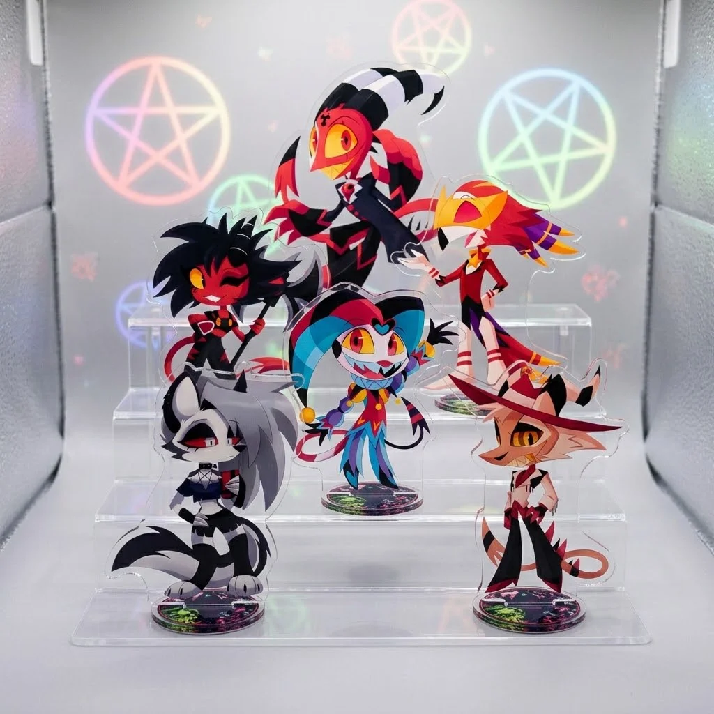 Anime Helluva Boss Acrylic Stand & Keychain 10CM Octavia Moxxie Sallie May Verosika Mayday Desktop Ornament Fans Collection