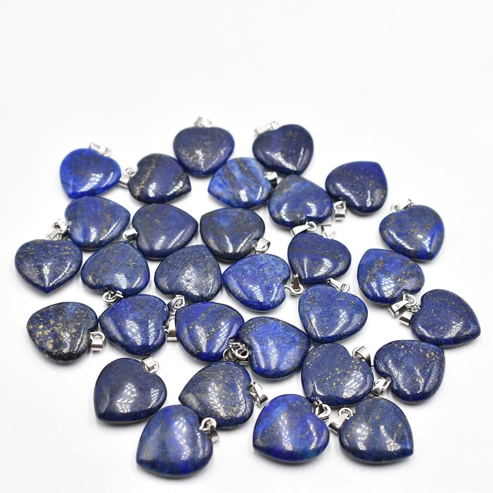 Love Heart Stone Beads Pendants 20mm Wholesale Charms Natural  Stone lapis lazuli For DIY Jewelry Making Women Gift free