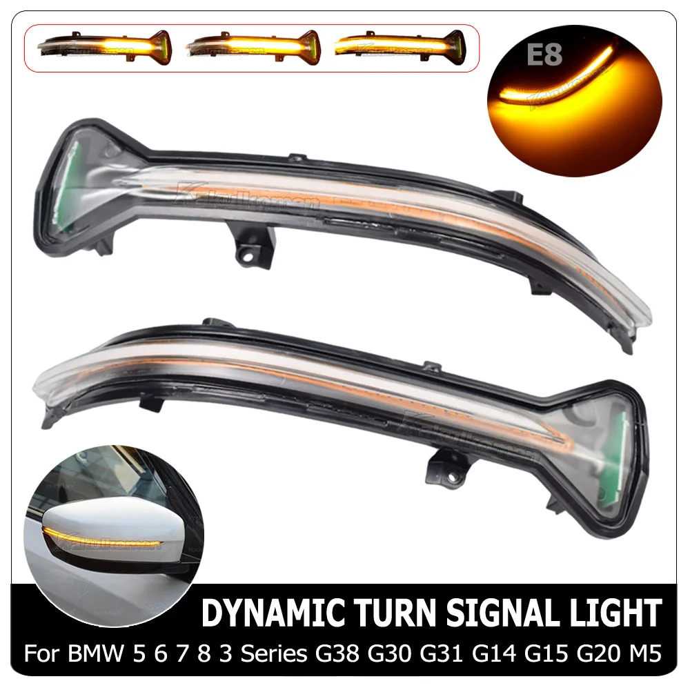 LED Side Wing Rearview Mirror Indicator Blinker Repeater Dynamic Turn Signal Light For BMW 5 6 7 8 3 Series G38 G30 G31 G11 G20