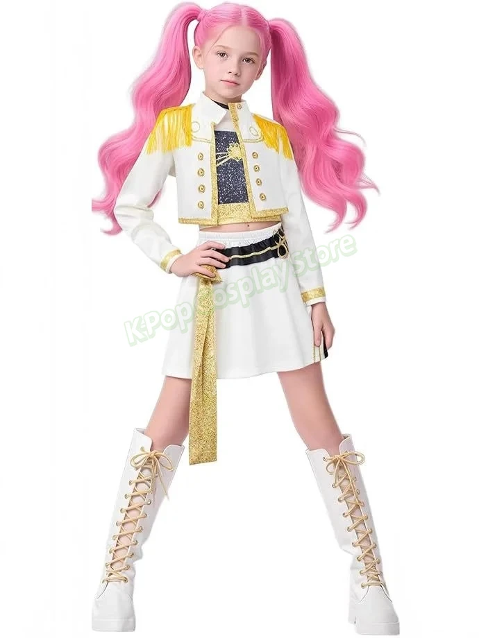 KPop Rumi Mira Zoey 코스프레 의상 블랙 코트 노래 수트 노래 프로모션 의상 여성 할로윈 파티 역할 놀이 복장