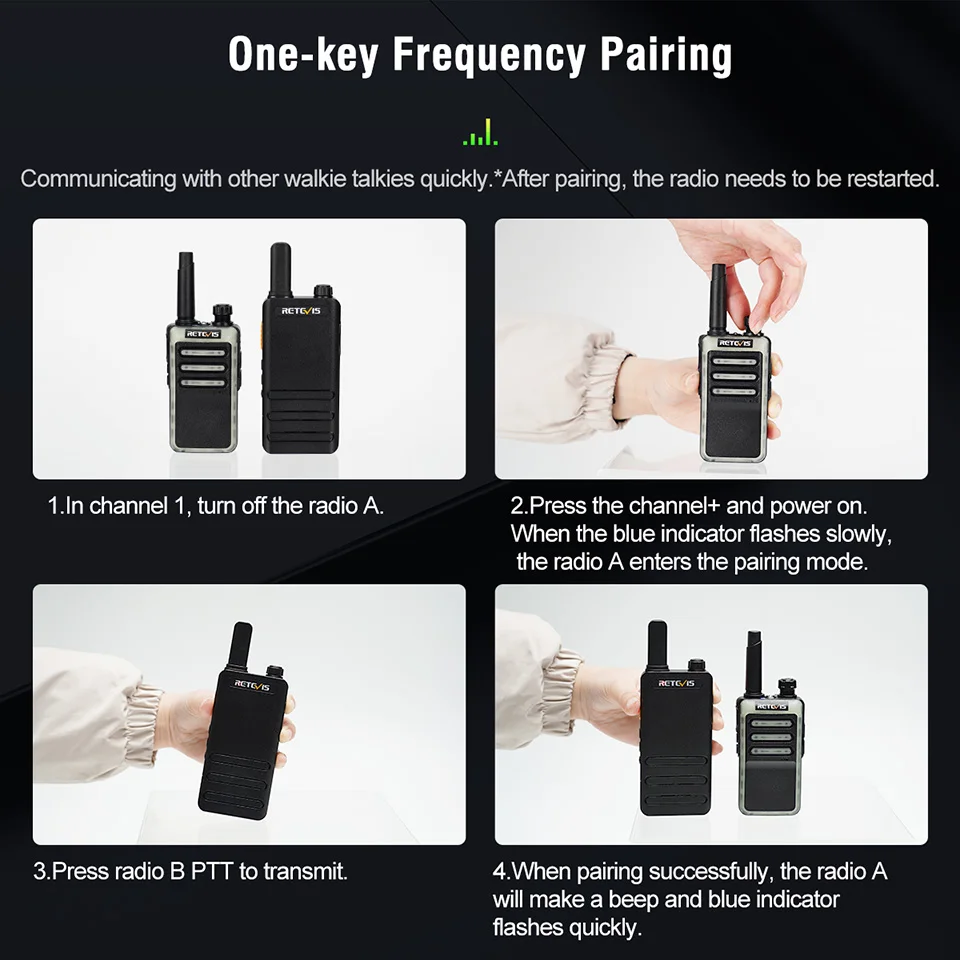 Imagem -03 - Walkie Talkie Retevis Rb666 10 Peças tipo c Receptor de Rádio em Dois Sentidos Pmr4446 Walkie-talkie de Longo Alcance Recarregável