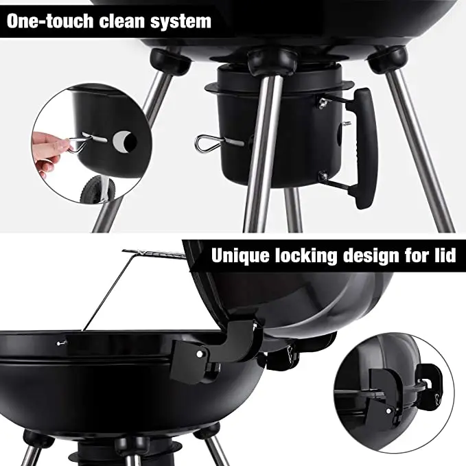 Dropshipping 22.5 Inch Charcoal Grill With Large Cooking Grate Heavy  Charcoal BBQ Grill Portable Camping Standing Grill