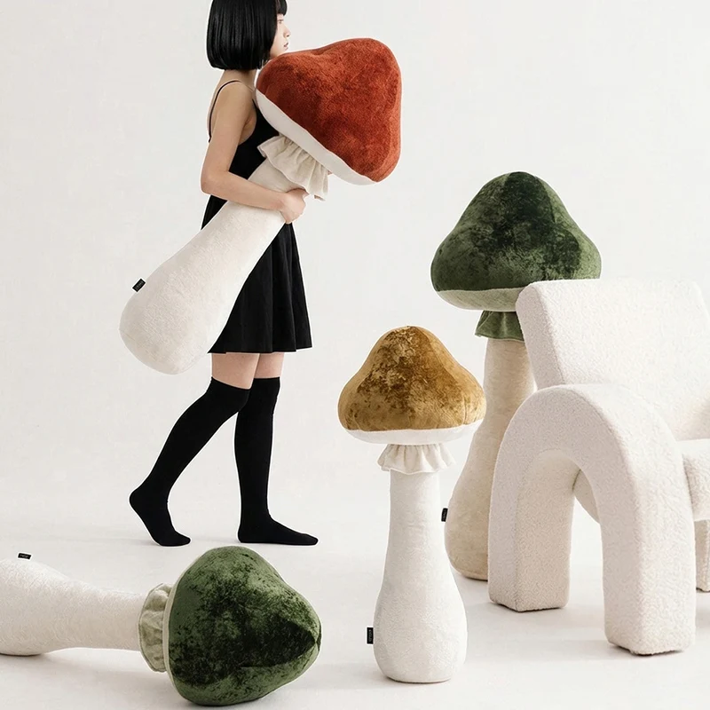 Mushroom Long Pillow Stuffed Plush Artificial Plants Sleeping Companion Pillows Simulated Mushroom Sofa Cushion