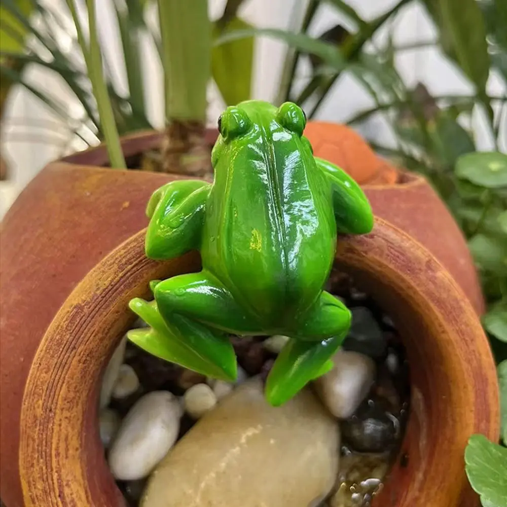 

Creative Cartoon Small Frog Figurine Set Resin Crafts Handicraft Frog Hanging Flower Pot Cute Animal Statue Living Room Bedroom