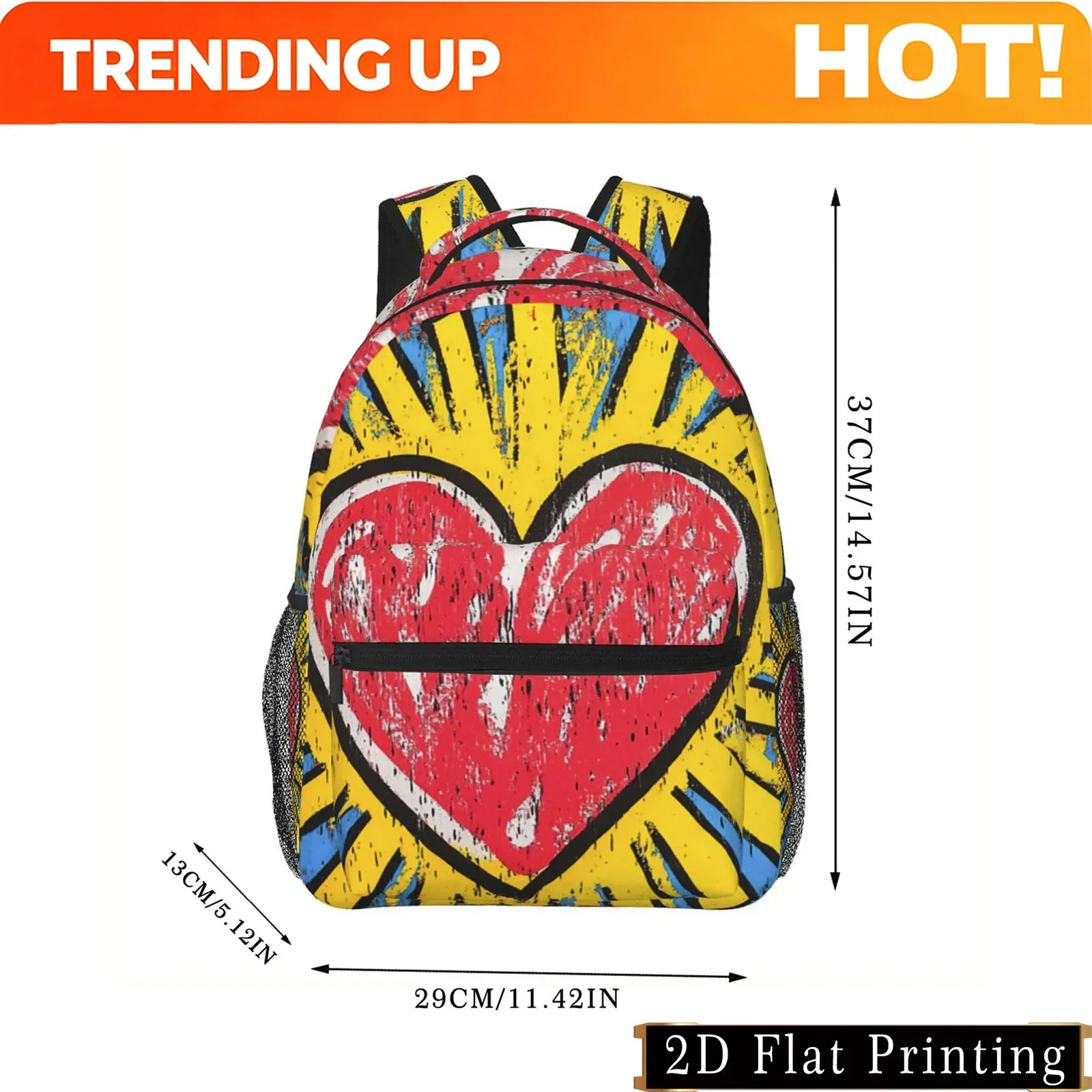 Custom Bag Heart Print Pattern, Shoulder Strap Back And Waist Protection Design Backpack, Fashionable For Ipad Laptop Backpack