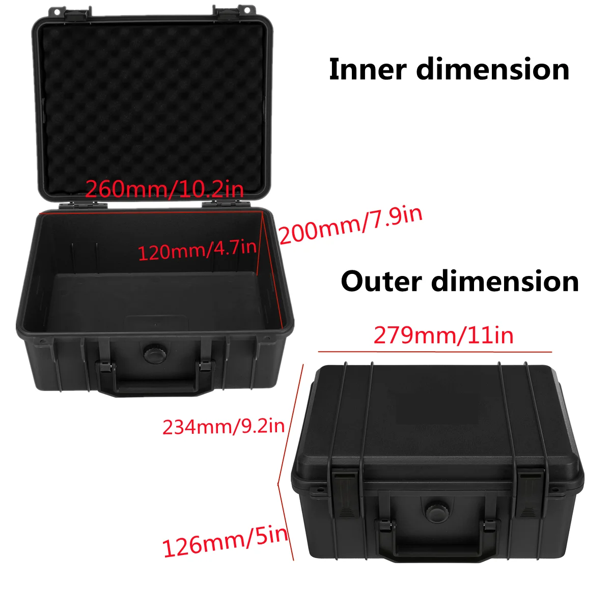 

279x234x126mm Outdoor Safety Instrument Tool Box Shockproof Storage Toolbox Equipment Tool Case Sealed Containers With Foam