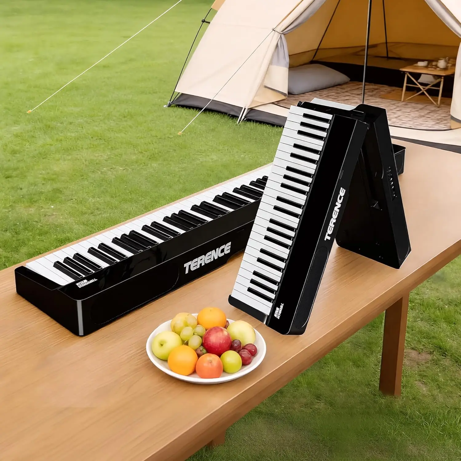 88-Key Weighted Foldable Digital Piano Full Size Keyboard with Headphones, 4 Speakers, Bluetooth & Built-in Battery (Black)