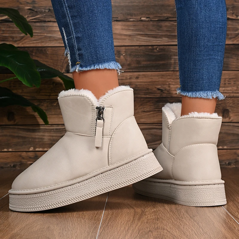 بو الجلود الدافئة رشاقته أفخم الثلوج أحذية النساء الراحة سميكة وحيد عدم الانزلاق القطن مبطن أحذية امرأة سستة رقيق الشتاء الأحذية #6