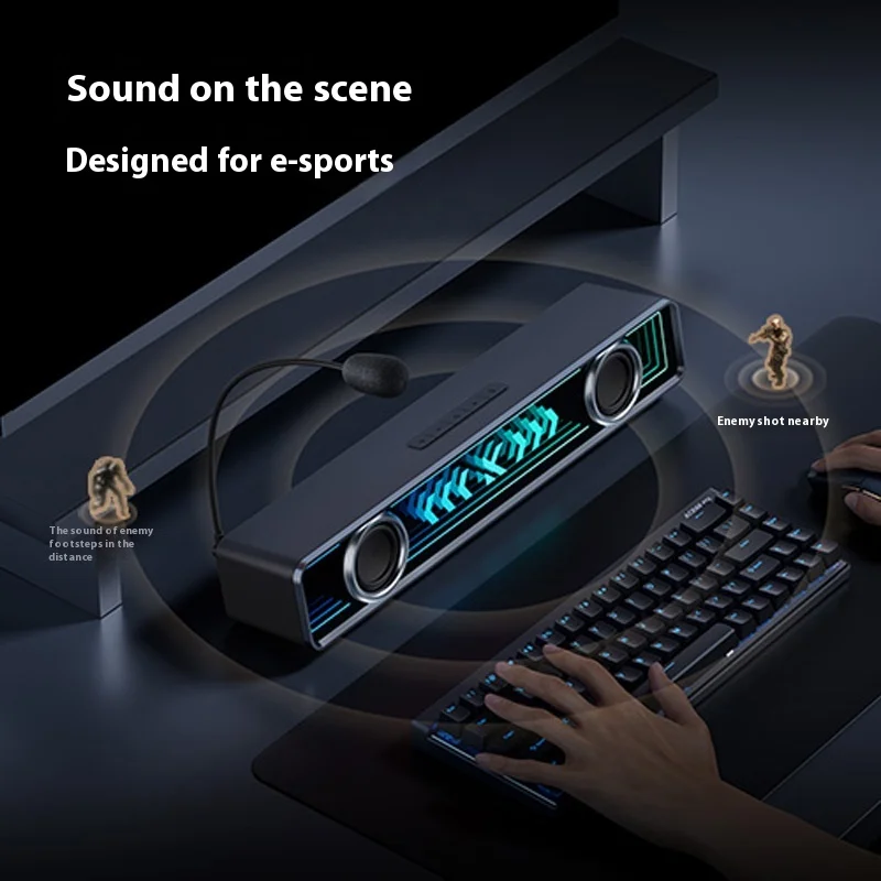 MCHOSE K20 E-Sport Gaming Soundbar Dynamic RGB 360° Detachable Mic ENC Noise Reduction Acoustic Positioning For PC Laptop Gamer