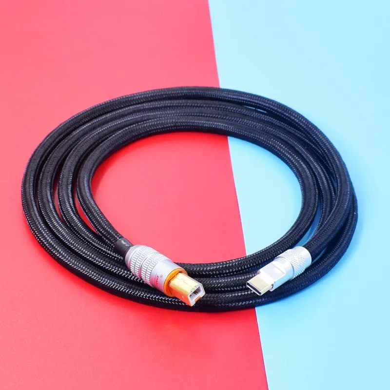 

HIFI OCC+Sterling Silver Braid USB A C Type-C Lightning To B 2.0 Data High-Speed Square Port Decoding Upgrade Cable Xsymphony