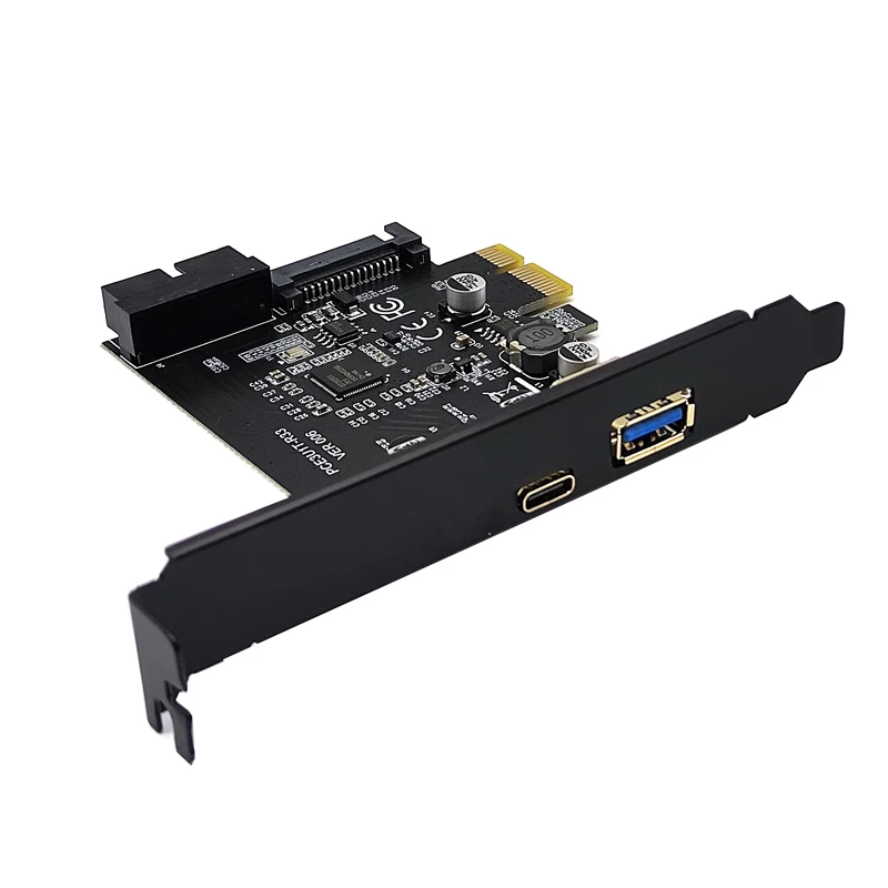 Add On Cards USB3.1 Type C PCIe Expansion Card PCI Express X1 to USB3.0 + Type-C + 19Pin 5Gb Adapter PCIE Riser Card For Desktop