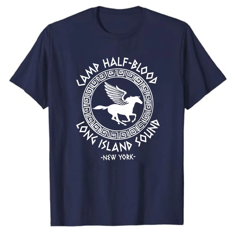 Camp Half‑Blood Long Island Sound New York Pegasus Circular Logo Graphic T‑Shirt Casual Cotton Percy Jackson Greek Mythology Tee