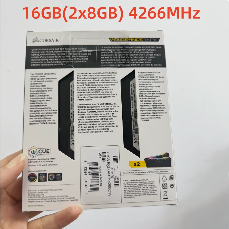 CORSAIR PC4 RGB RAM 16GB KIT(2x8GB) 3200MHz 4266mhz 1.35V Intel XMP 2.0 DDR4 VENGEANCE RGB PRO ذاكرة سطح المكتب