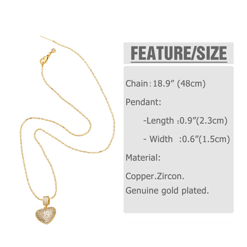 FLOLA Luxury Green Crystal Heart Necklace for Women Copper Gold Plated Short Necklaces CZ Jewelry Gifts nkeb228