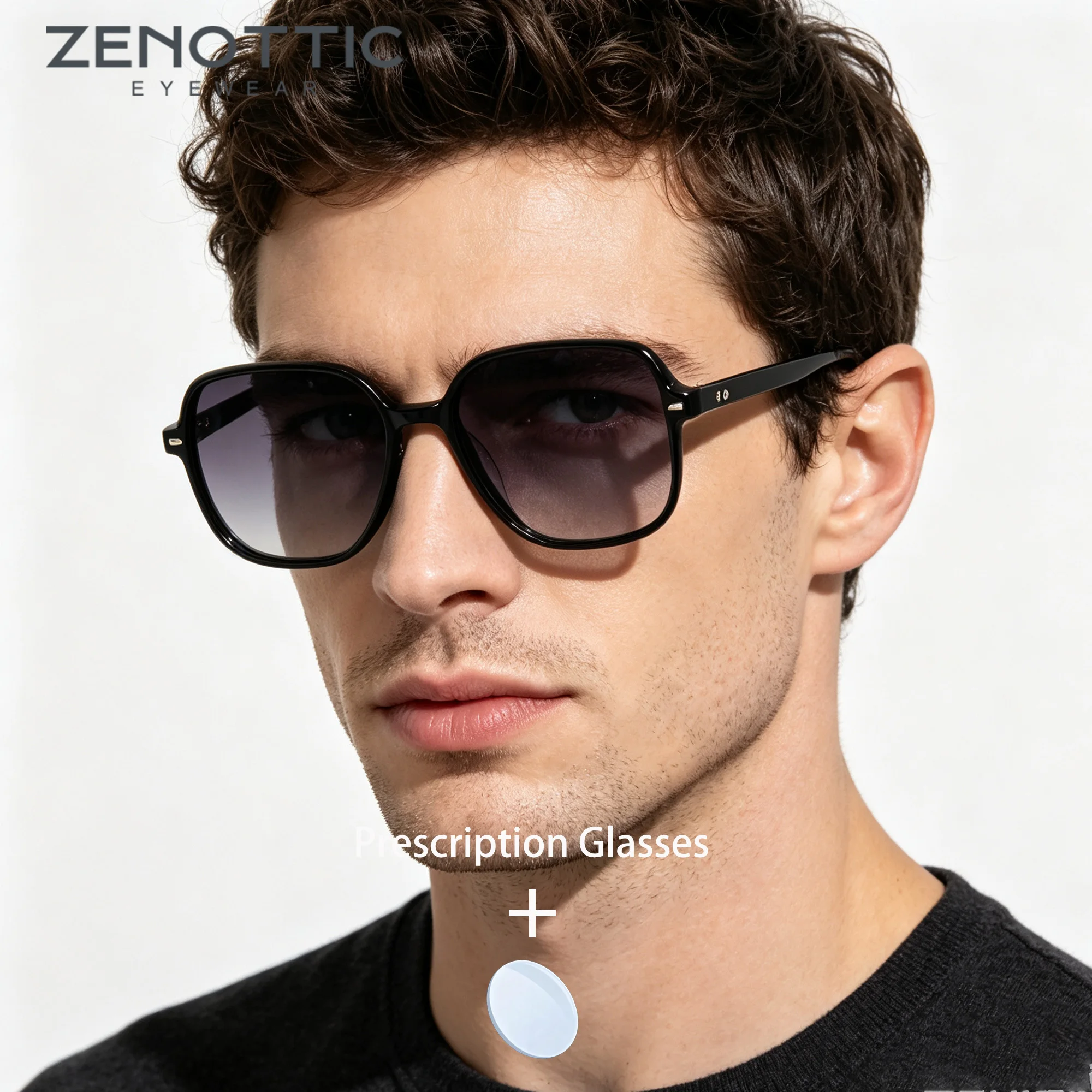ZENOTTIC M Size Hexagon Acetate For Men Prescription Sunglasses Progressive Polarized UV400 Eyeglasses