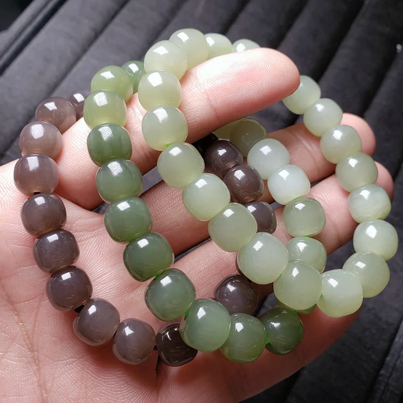 Purple Natural Old-Style Bead Hetian 10Mm Sheep Fat Jade Jasper Bracelet