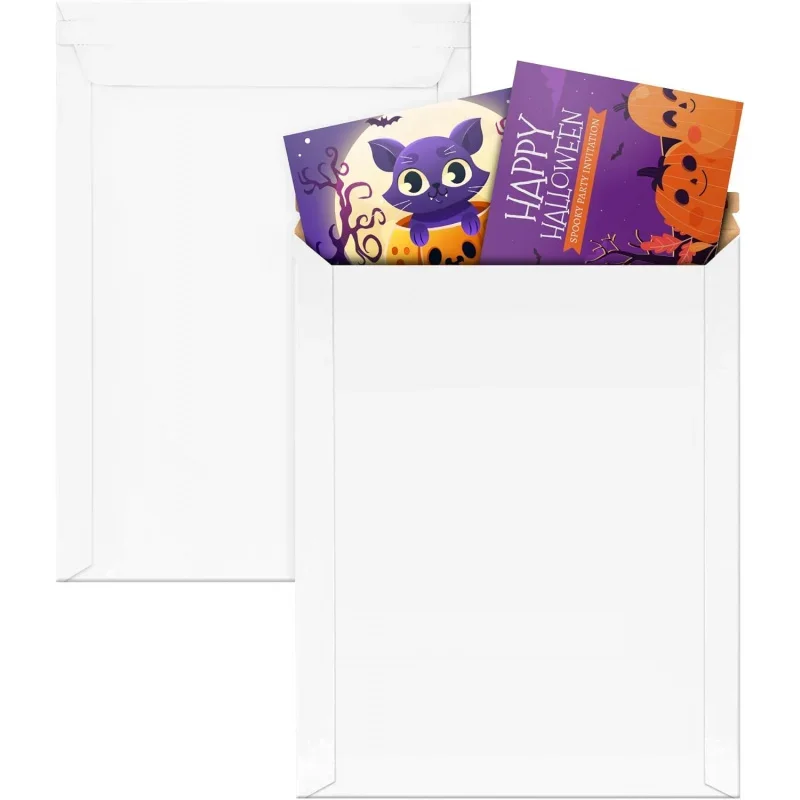 White Rigid Mailers 9.75 x 12.25 Inches. of 100 Photo Mailer Envelopes Flat Cardboard Mailers with Self-Seal Closure. Sturd