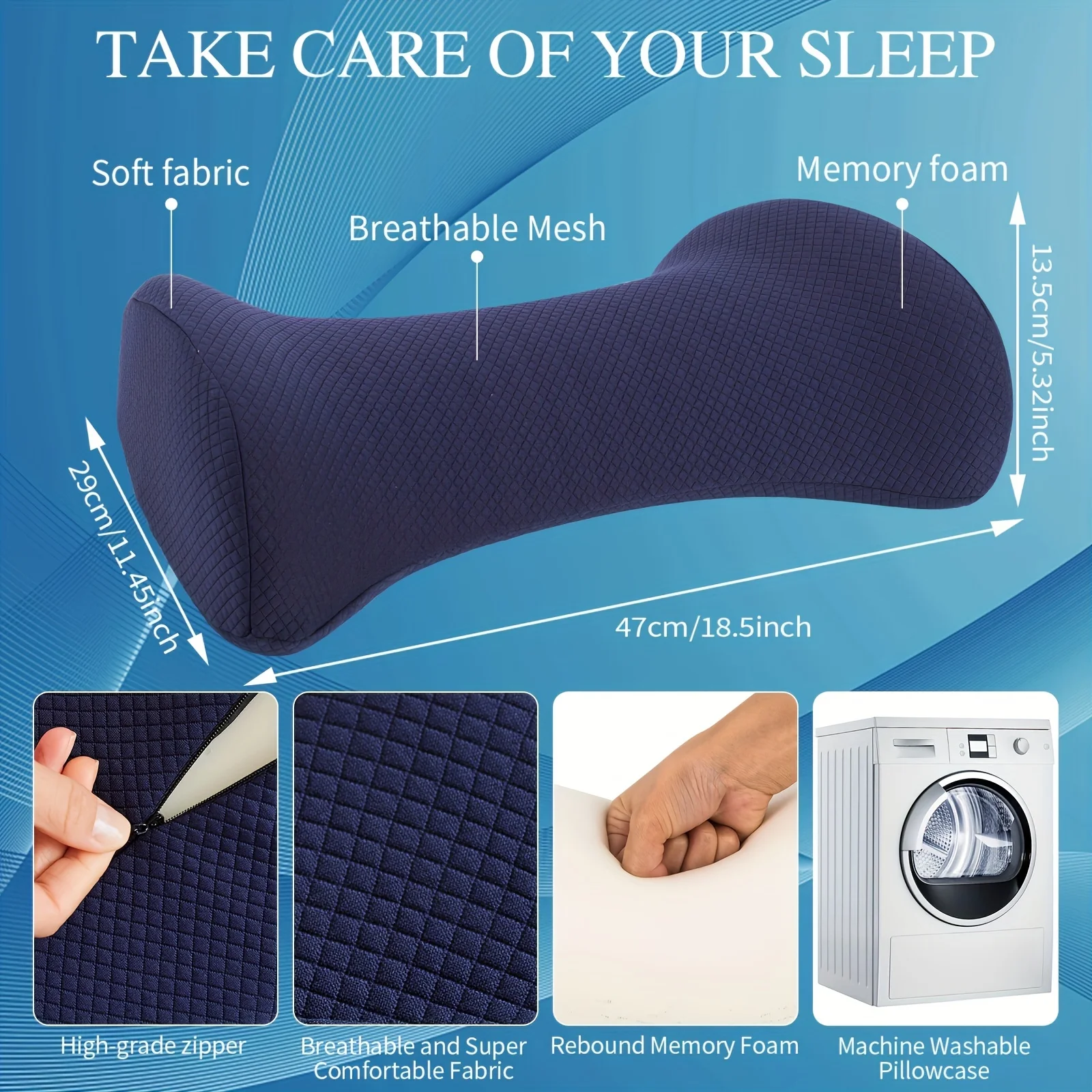 1pc Lumbar Support Pillow For Sleeping, Bed Waist Support Cushion Pregnant Woman Hip Knee Spine Alignment Sciatic Nerve Relax