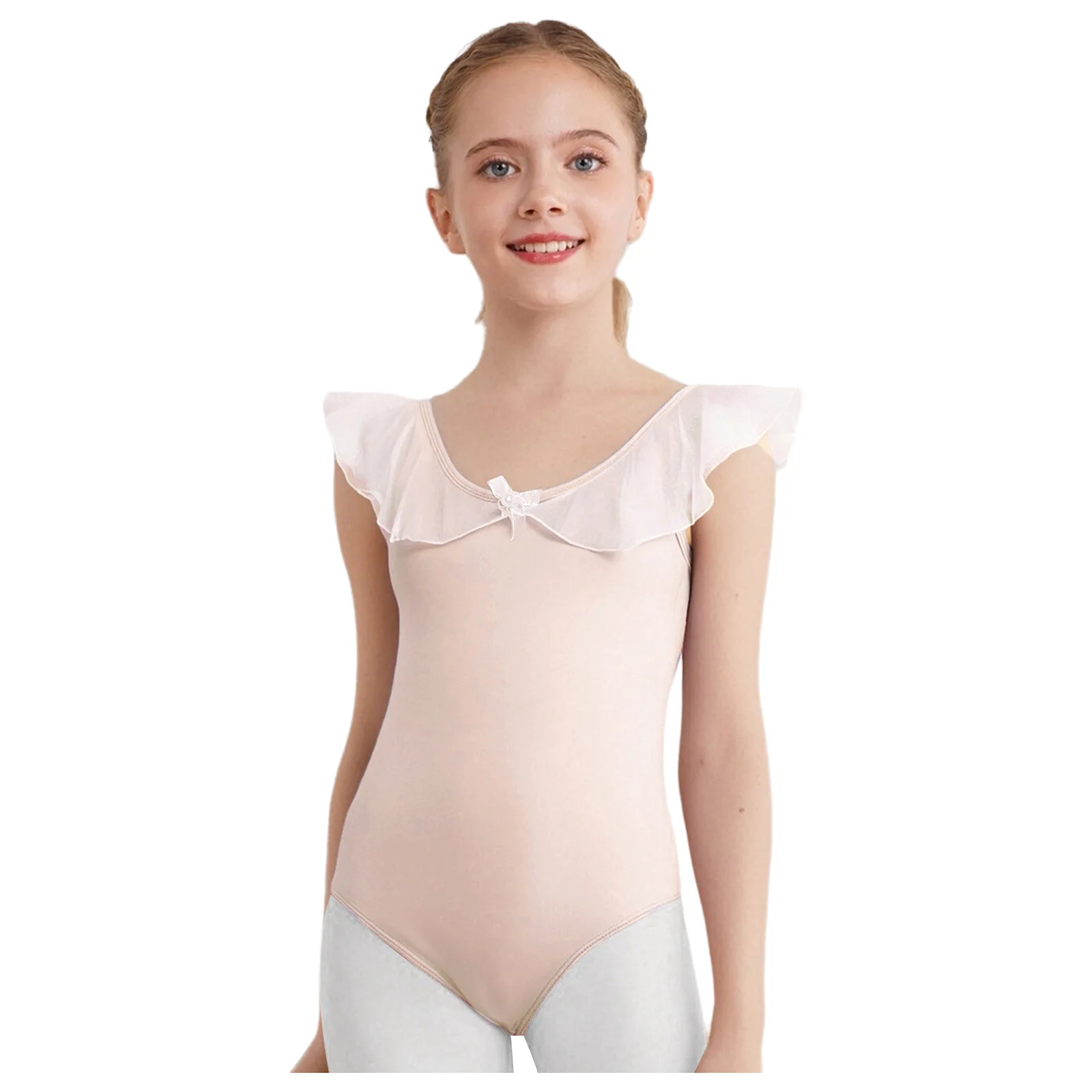 

Kids Girls Ballet Gymnastics Dance Performance Warm Up Costume Sleeveless Backless Leotard with Tutu Skirt Ballet Training Wear