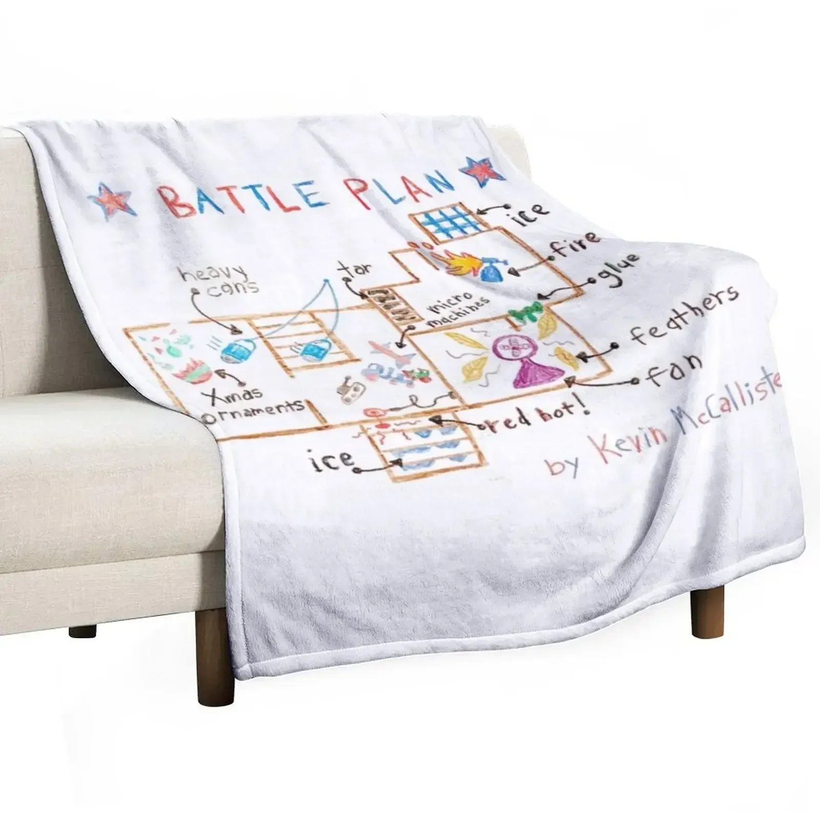 Battle Plan Throw Blanket Comforter Plaid on the sofa Blankets