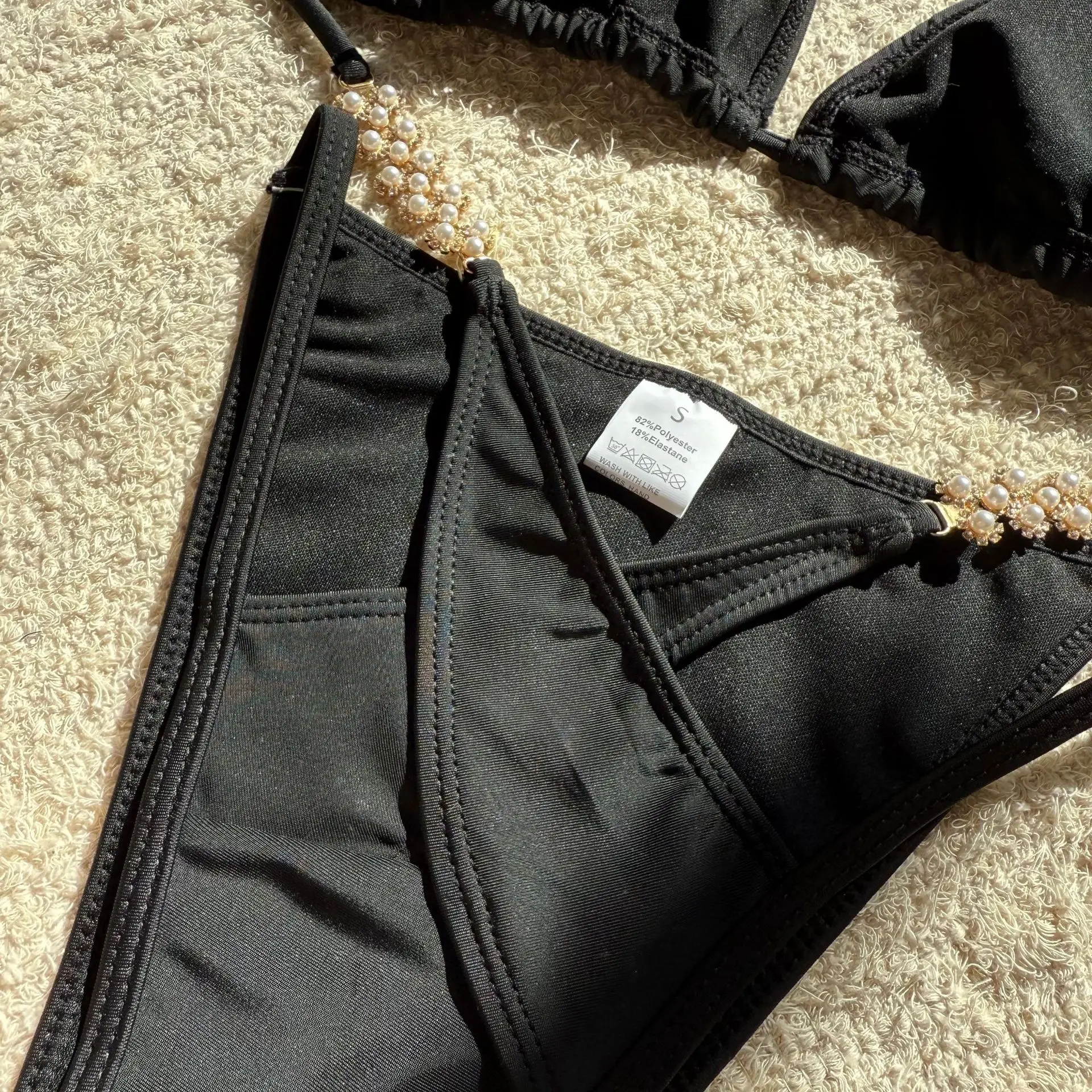 2025 sexy sólido sem costas roupa de banho feminina amarrado push up pérola biquíni brasileiro senhora maiô oco alta corte maiô