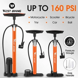 WEST BIKING 160PSI Bike Floor Pump Ball Bicycle Tire Hand Inflator for Schrader/Presta/Dunlop Valve Cycling Accessories