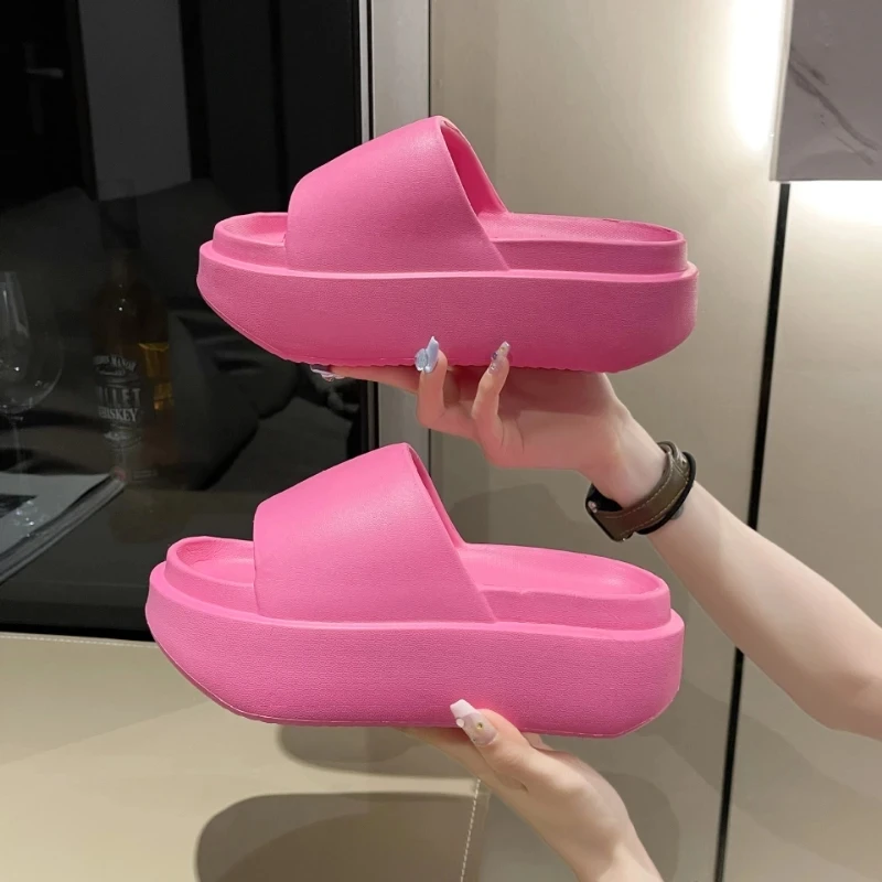 Women Non Slip Elevated Slippers 8cm New Thick Sole EVA Slippers Women Fashion Home Platform Slippers for Summer Outwear Sandals