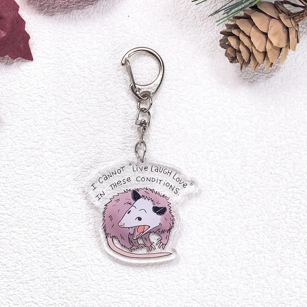 11 Stück Opossum Didelphidae Zitate Schlüsselanhänger Zubehör Acryl Niedliche Charms Anhänger für Tasche Lustiger Schlüsselhalter Rucksack Dekoration – Detail 12