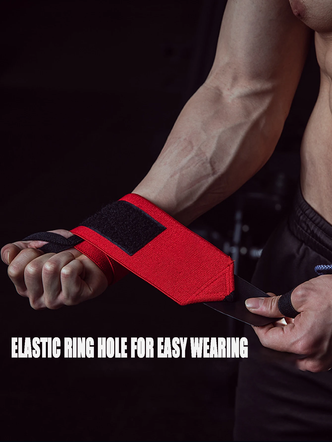2pc Men and Women Weight Lifting Wrist Wraps - with Thumb Loop - Best Gym Wrist Wraps for Lifting Weights, Curls & Dips - ，Bench