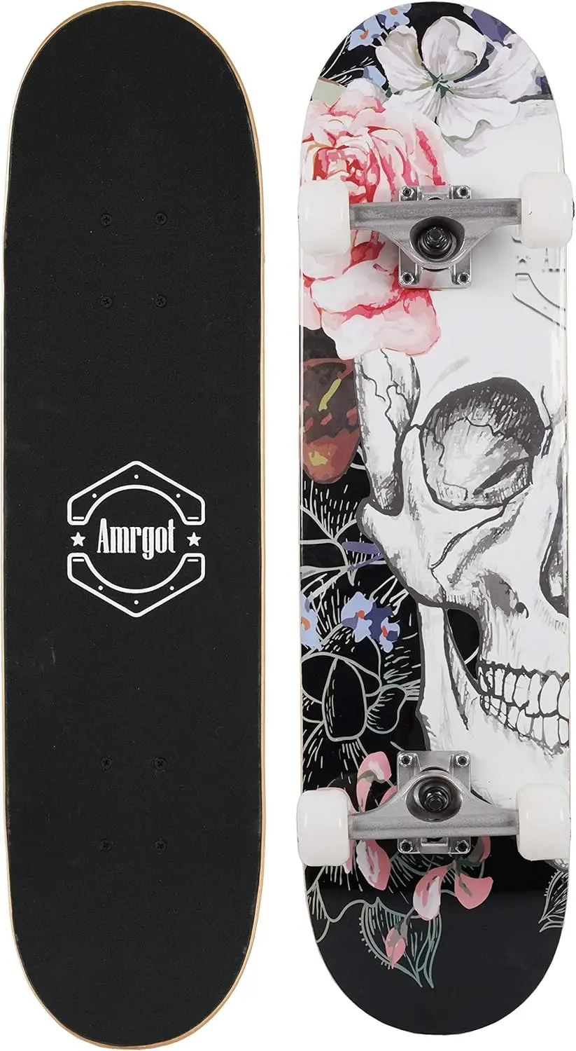 

Complete Skateboard for Beginners, Kids & Adults, 31x8 Inch Maple Deck with Smooth Wheels