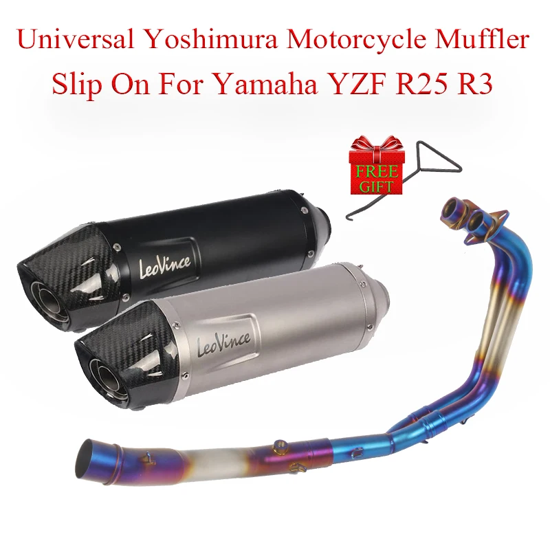 

Motorcycle Exhaust Full System Front Middle Link Pipe Muffler Slip On For YAMAHA YZF R25 R3 2015 - 2019 Moto Escape DB Killer