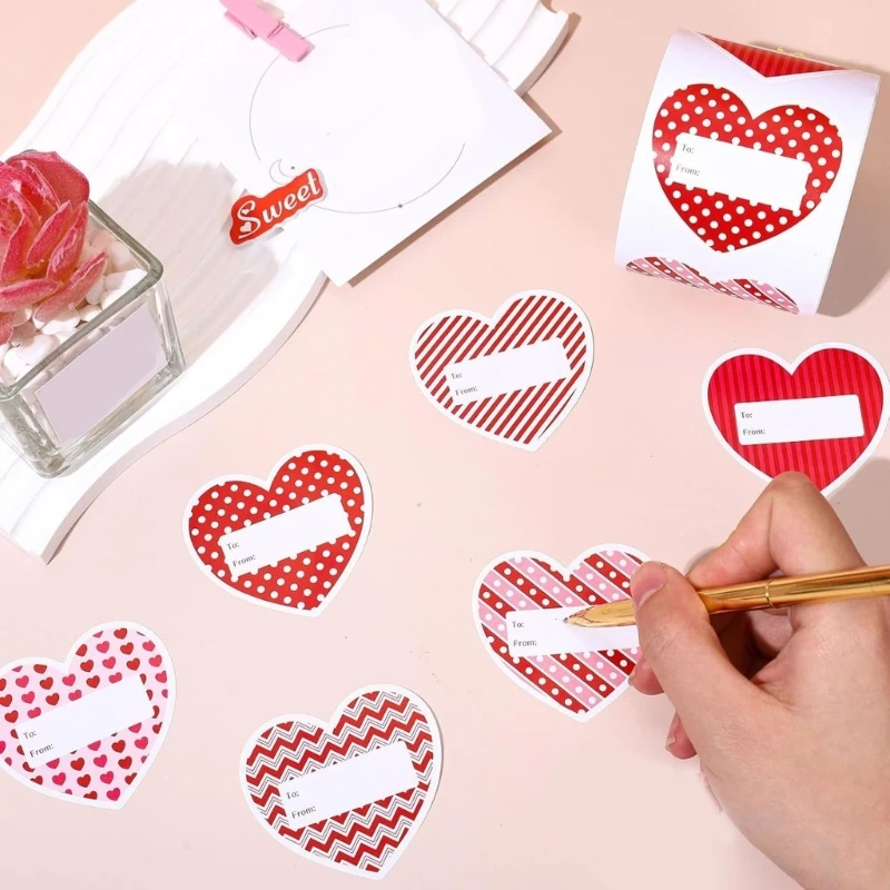 60 Pcs Valentine's Day Gift Sticker Heart Labels Decorative Sticker