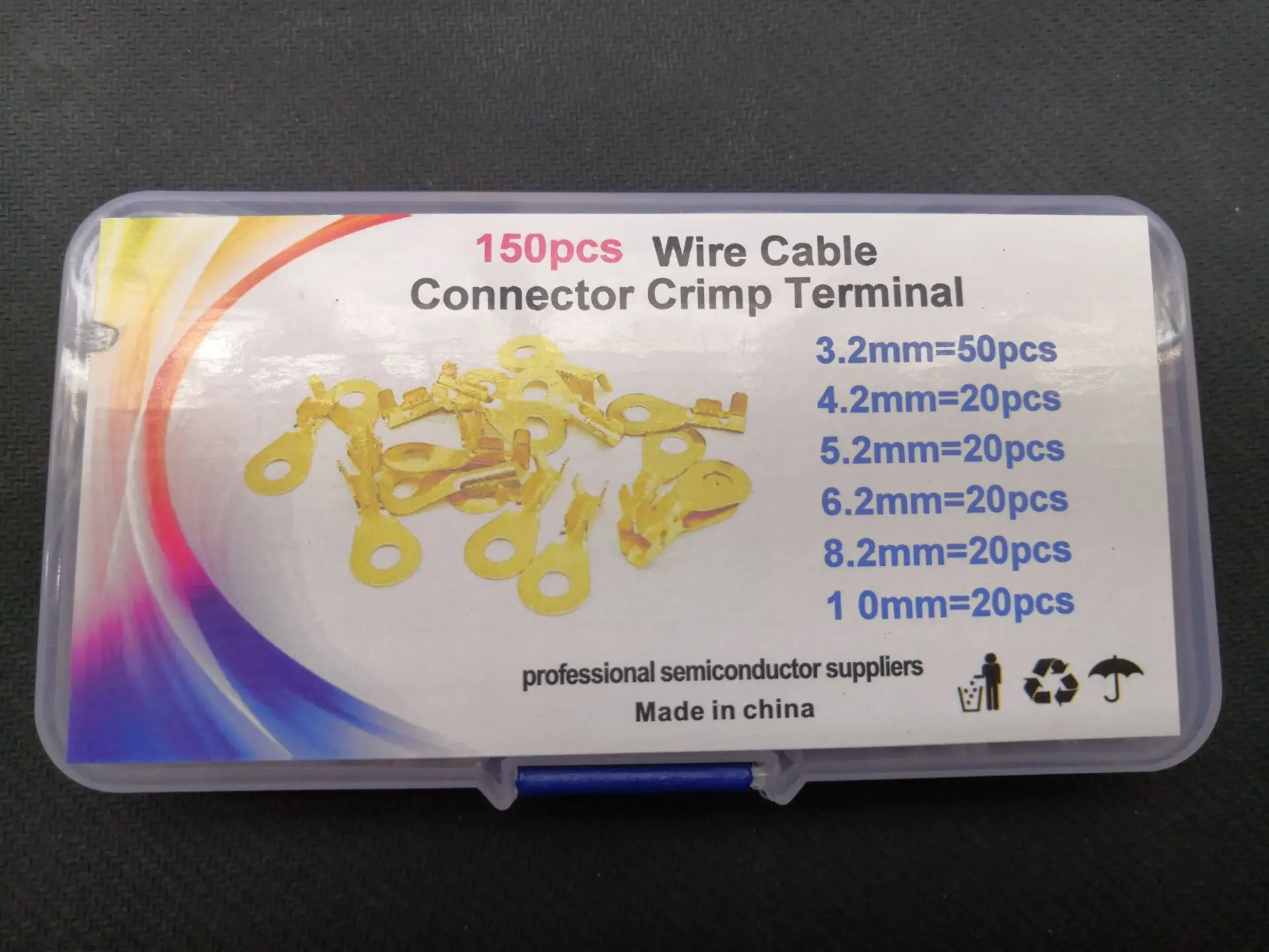 150PCS Kit Crimp Terminals Connector Copper Circular Splice Brass Wire Ring Non-insulated Cable Naked M3 M4 M5 M6 M8 M10 10mm