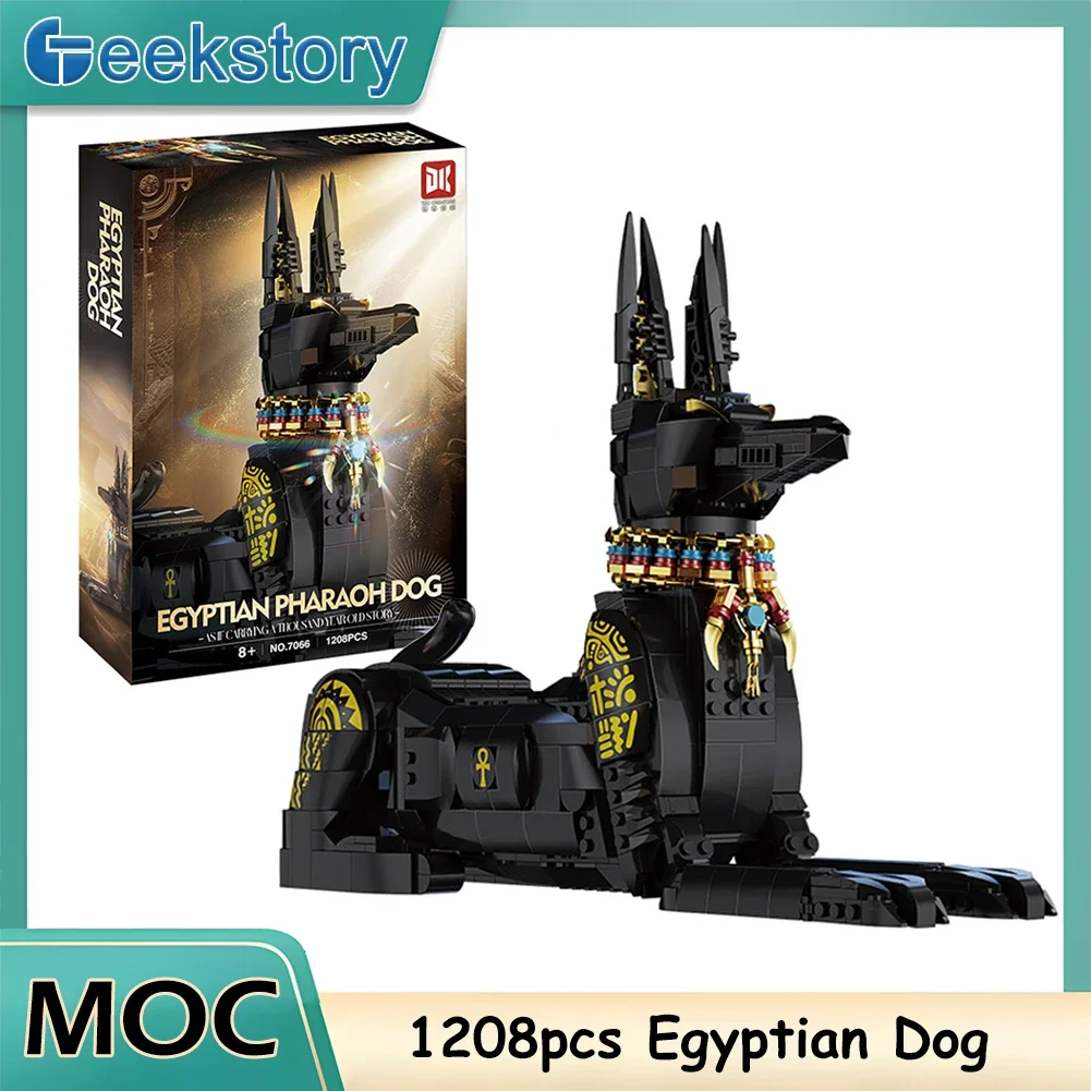

MOC Egyptian Pharaoh Dog Building Block Model Small Particle Creative Technical Assembly Bricks Collectible Gift Adults Kids