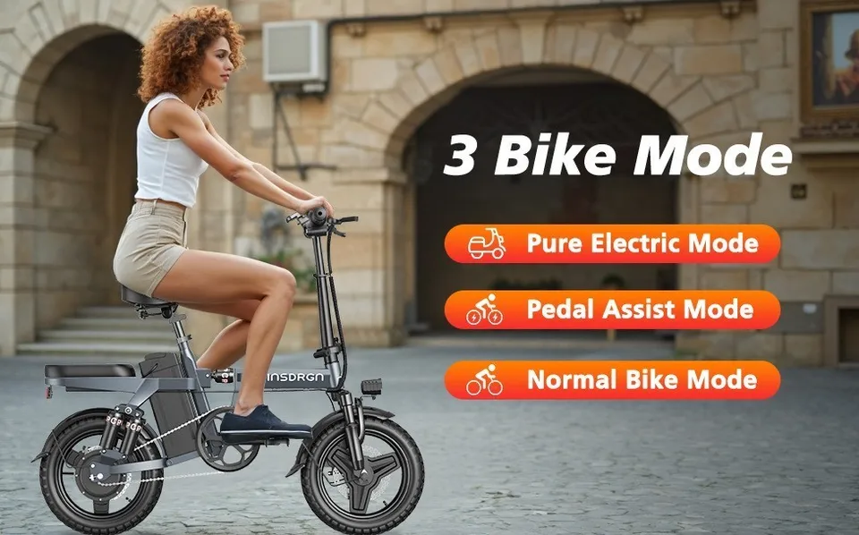 Adults & Teens Electric Bike, 14" Foldable City Commuter Dual Suspension E-Bike image 9