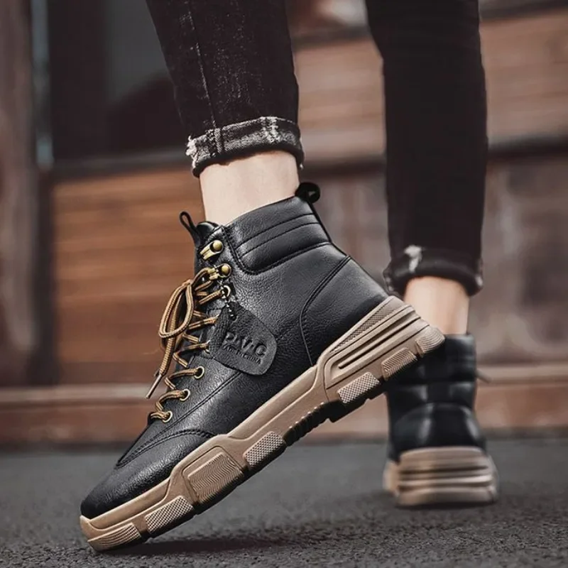 Lace Up Male Winter Shoes Ankle Men's Snow Boots Booties Platform Offer Fashion Luxury Anti Slip New in Brands High Quality Work