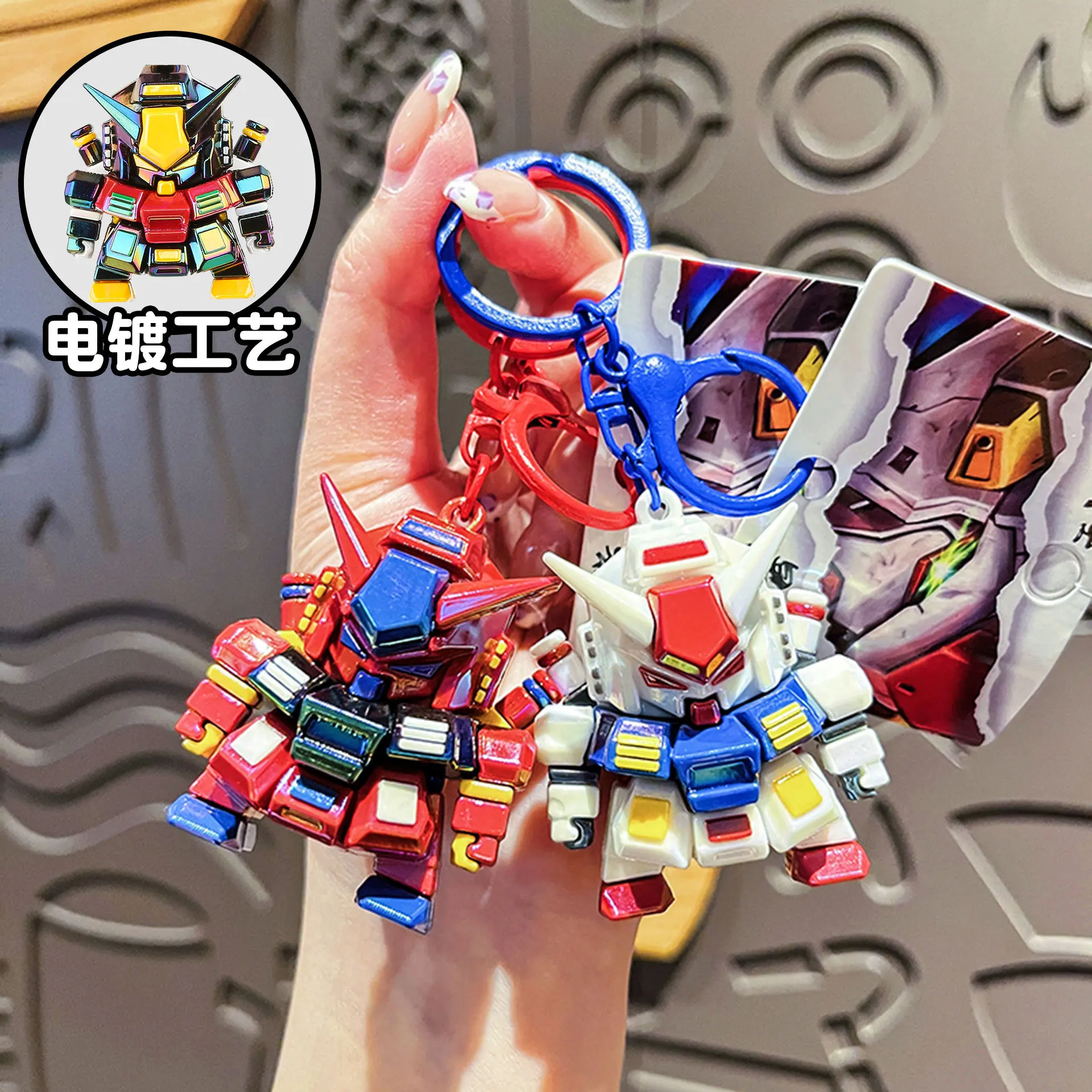 Cartoon anime Storm Mech Warrior Keychain Cute Cartoon Robot Doll Male Bag Pendant