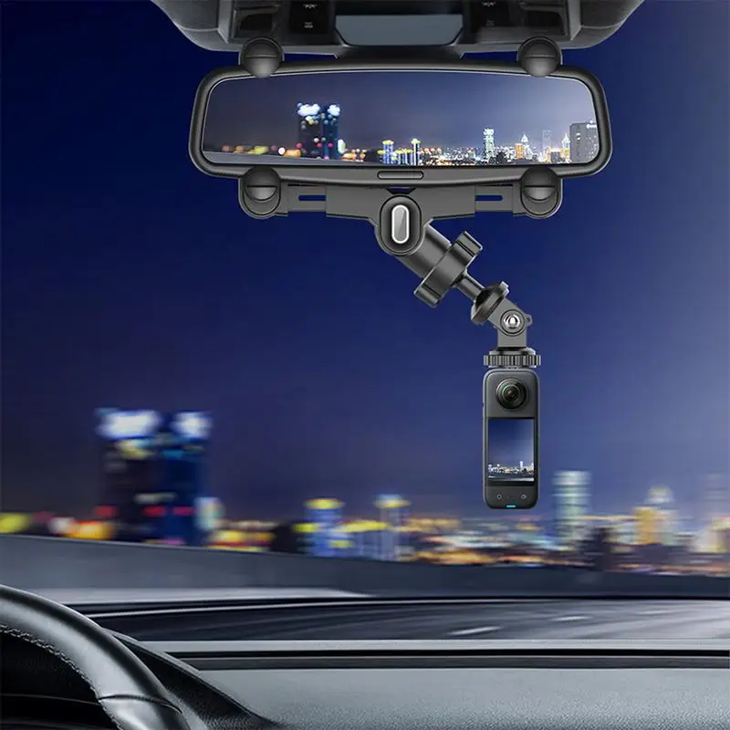 Car Camera Holder Mount Car Rearview Looking-Glass Camera Mount Fixed Anti-Shake Car Mounting Bracket Sports Camera Bracket For