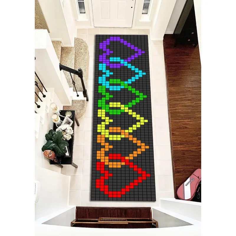 

Special Valentine's Day Decoration Carpet Abstract Graffiti Love Runner Rug Colorful Love Corridor Porch Decoration Carpet