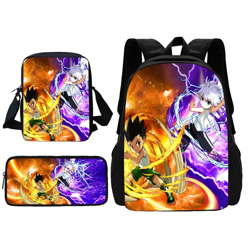 Hunter X Hunter Child School Backpack With Shoulder Bag Pencil Bags School Bags for Boys Girls Best Gift