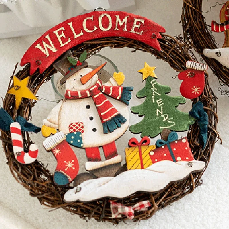 Christmas Decoration Props Wreath Holiday Decorations Welcome Doorplate Door Hanging Wall Hanging