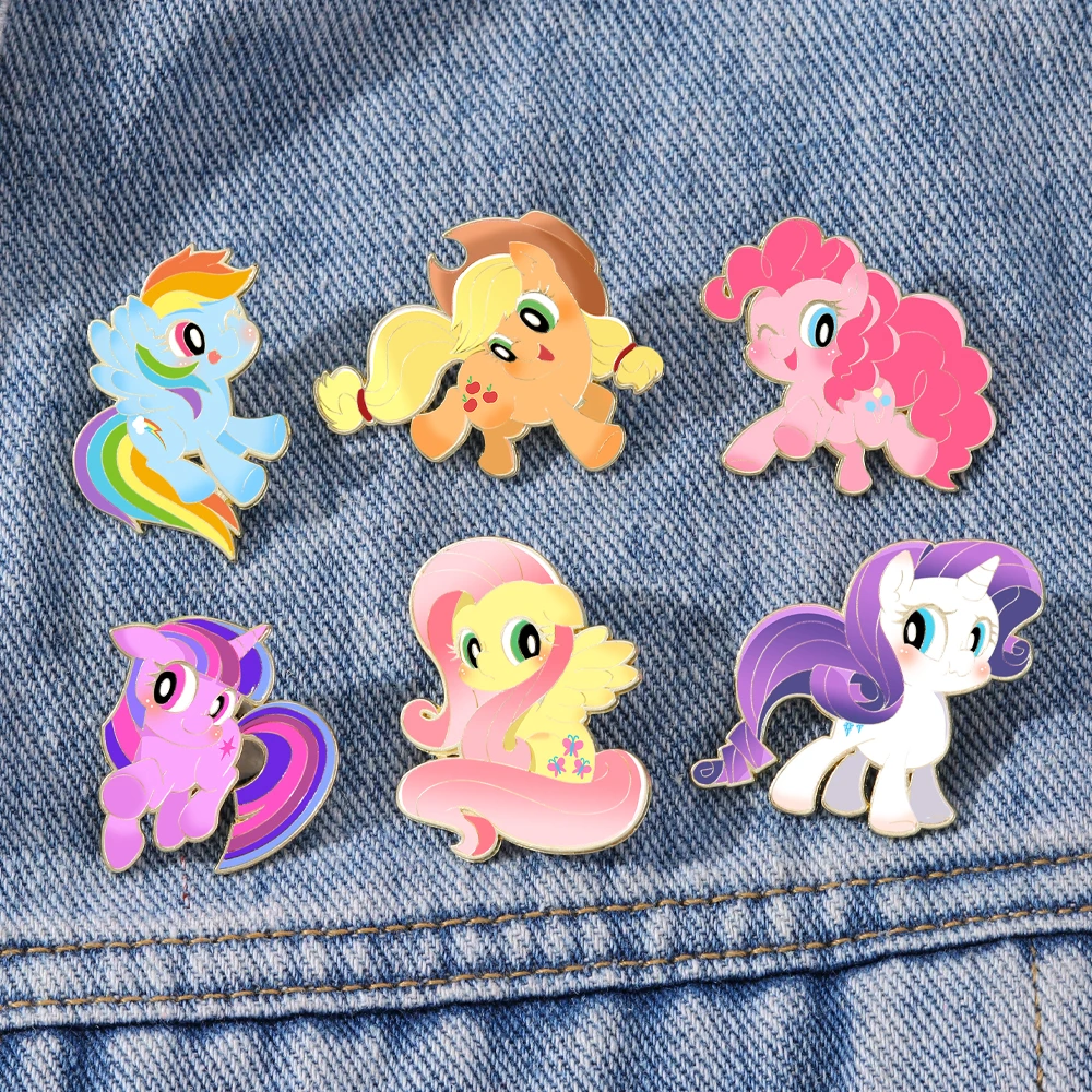 My Little Pony – ensemble de 6 pièces en émail imprimé UV, broches de Collection de personnages de dessins animés pour les Fans de MLP, cadeau pour filles et enfants