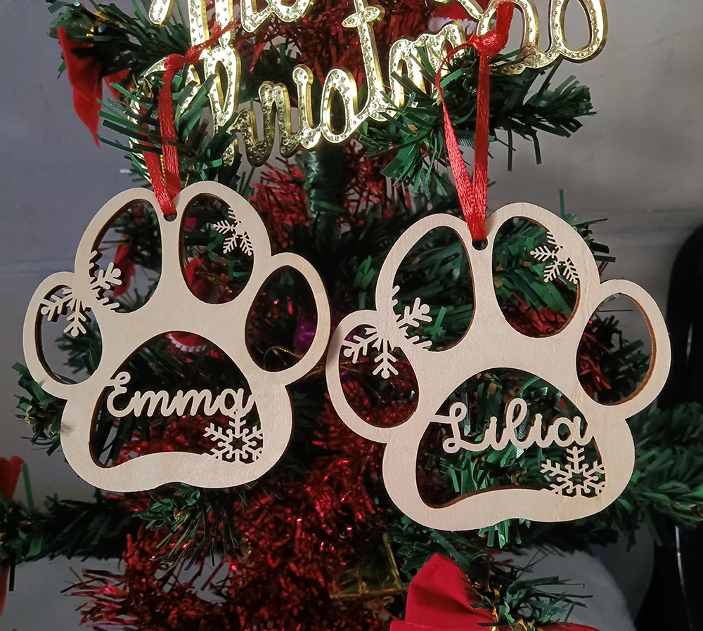 Custom Wooden Christmas Tree Hanging Ornament, Personalized Bauble, DIY Wood Gift, Different Names, 2023