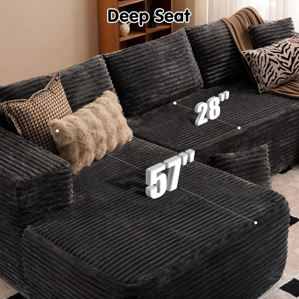 

104 Inch Cloud Sectional Sofa with L Shaped Chaise, Modern Sectional Sofa with Deep Seat, Upholstered Sofa