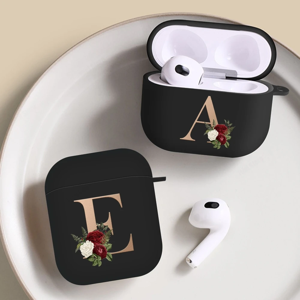 Flower Letter Case For AirPods Pro 2 2nd USB C Cover For AirPods 3 3rd 2 1 Pro Pro2 Cases Silicone Headphone Coque With Hook