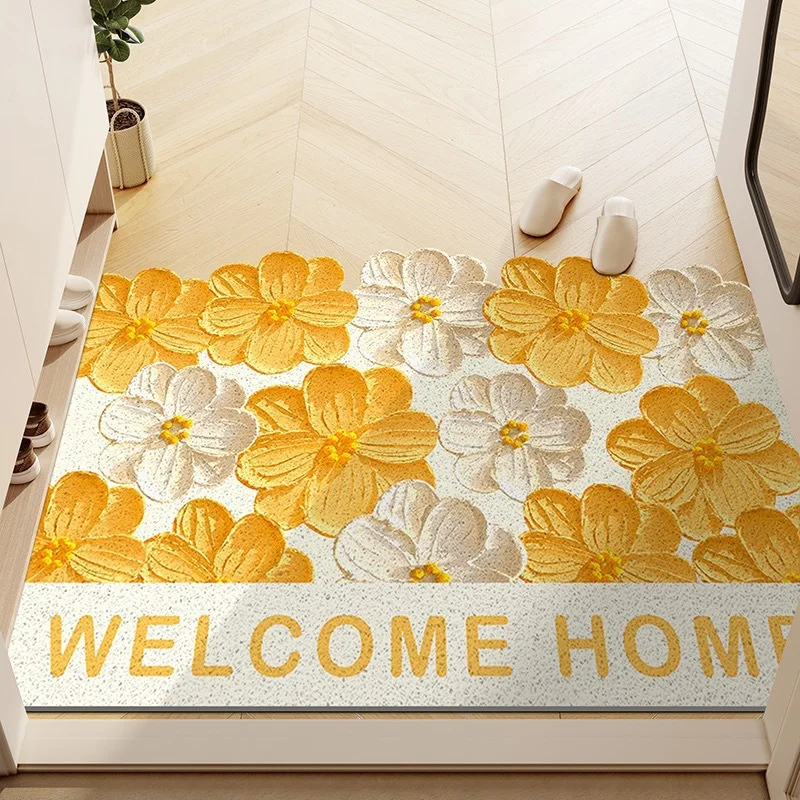 Small fresh ins wind flower householdmat indoor and outdoor non-slip foot mat dirt-resistant silk ring can be cut floor mat