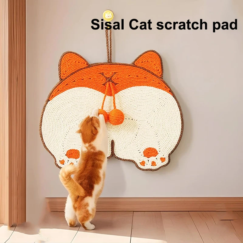 

Sisal Cat Scratch Pad Vertical Wall Mounted Cute Corgi Shaped Cat Scratch Board Wear-resistant Non Shedding Cat Supplies